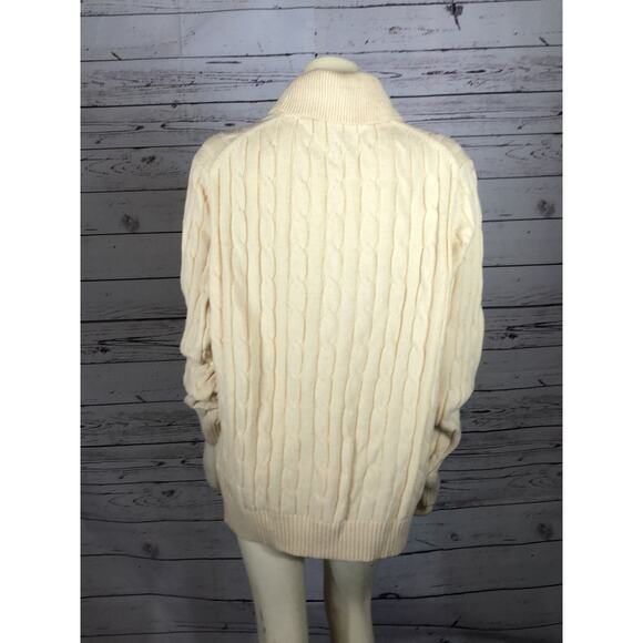 Tommy Hilfiger Men's Shawl Collar Cream Pullover Sweater Luxury Knit size XL - Picture 9 of 11